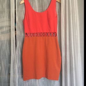 ARK & CO ORANGE & RED CUTOUT BODY CON MINI